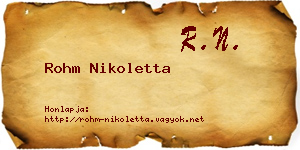 Rohm Nikoletta névjegykártya